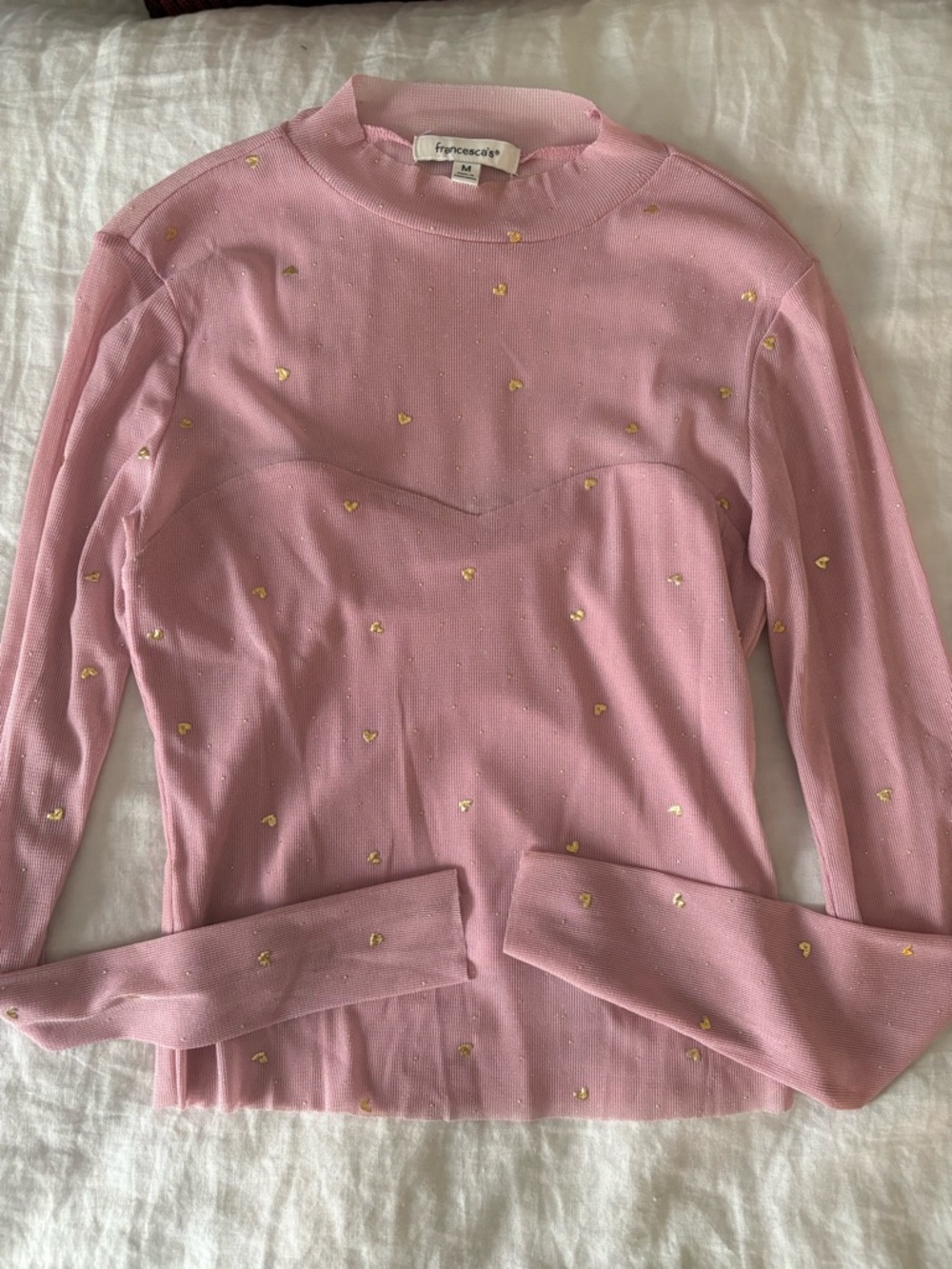 Francesca's Pink Sweater with Gold Heart Accents